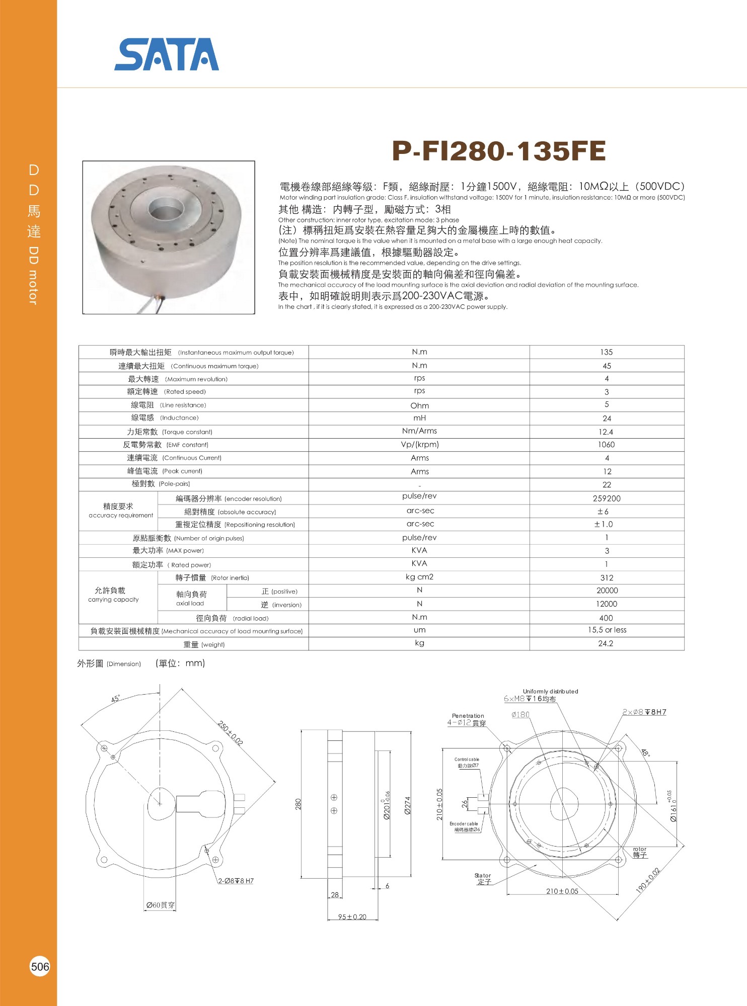 thong so ky thuat dong co p-fi280-135fe sata global
