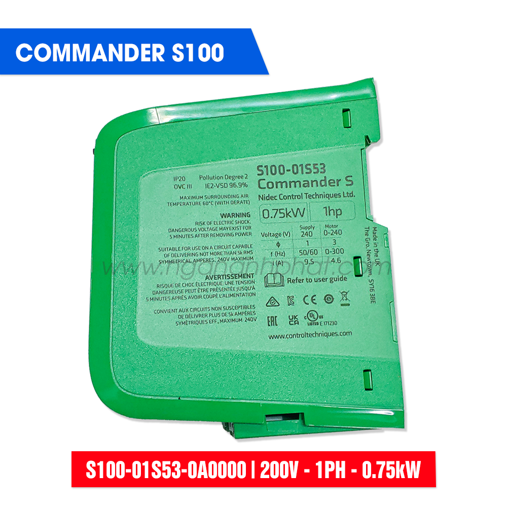 Biến tần S100-01S53-0A0000 - 200V 1PHA 4.6A 0.75kW - CONTROL TECHNIQUES