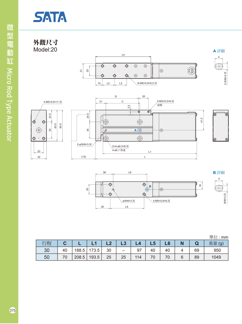 Xy lanh điện mini kiểu thanh SATA GLOBAL MR