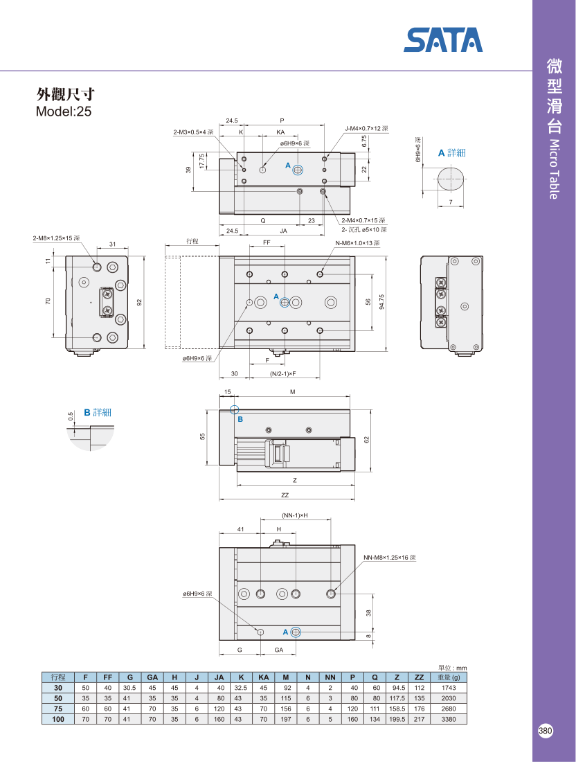 Xy lanh điện bàn trượt SATA GLOBAL MT