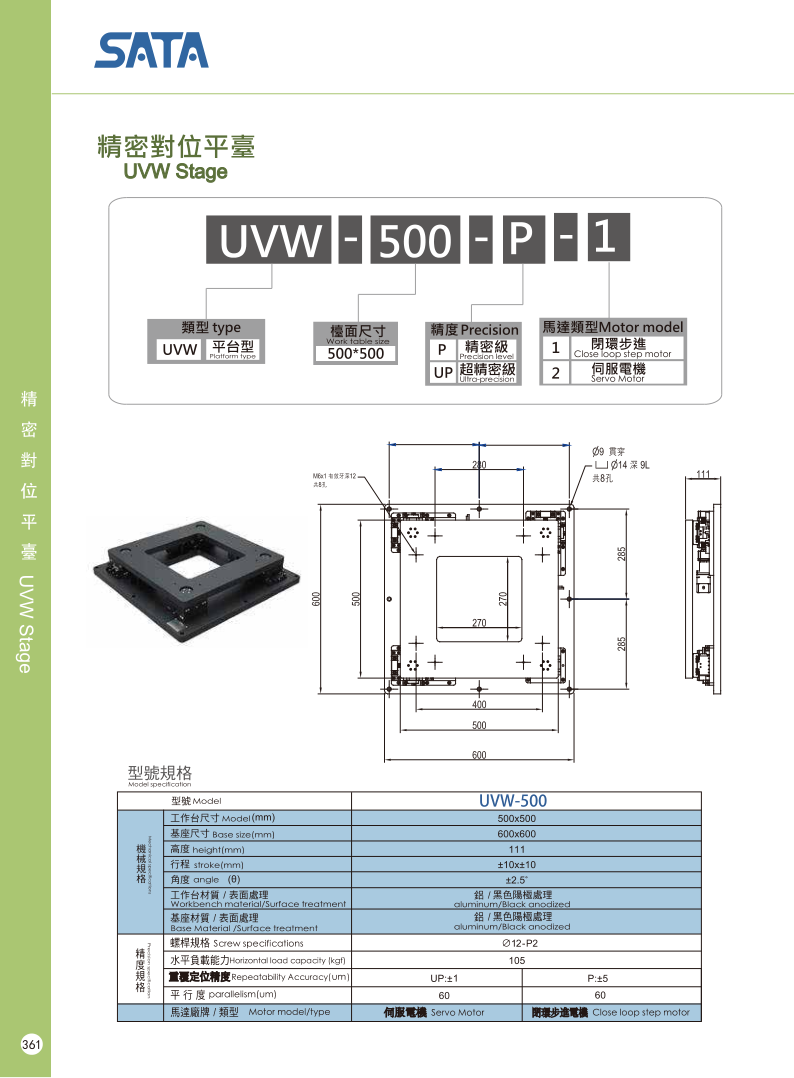 SATA GLOBAL UVW-500-P-1 Fine Adjustment Stage