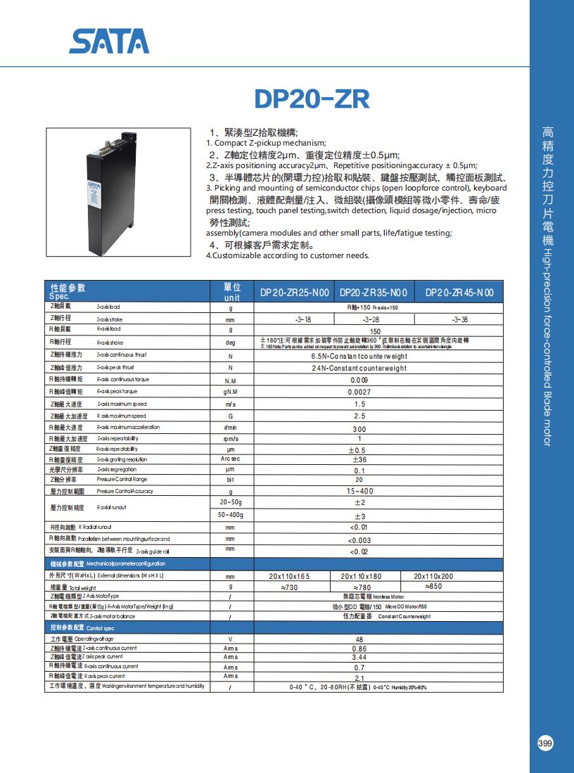 Động cơ điều khiển lực chính xác cao SATA GLOBAL DP20-ZR