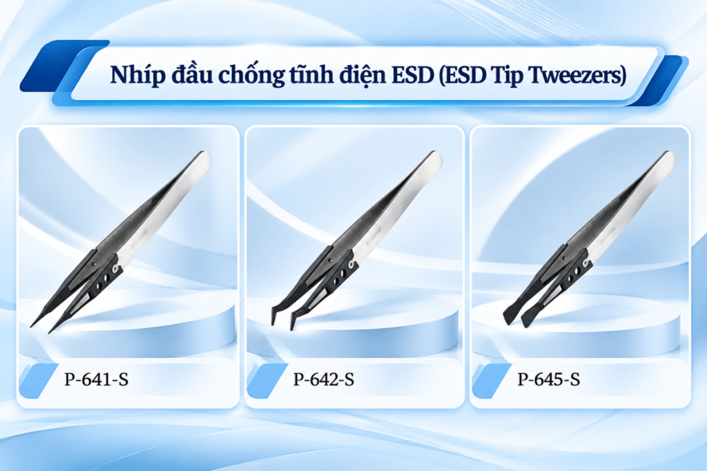 Nhíp đầu chống tĩnh điện ESD Hozan