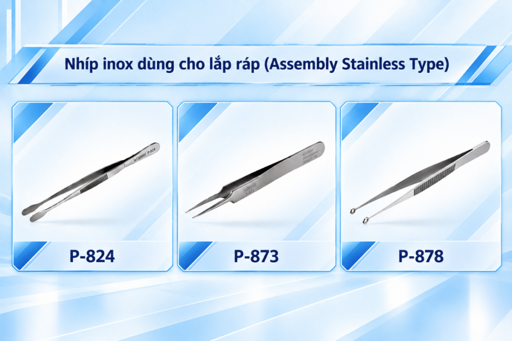 Nhíp inox dùng cho lắp ráp Hozan