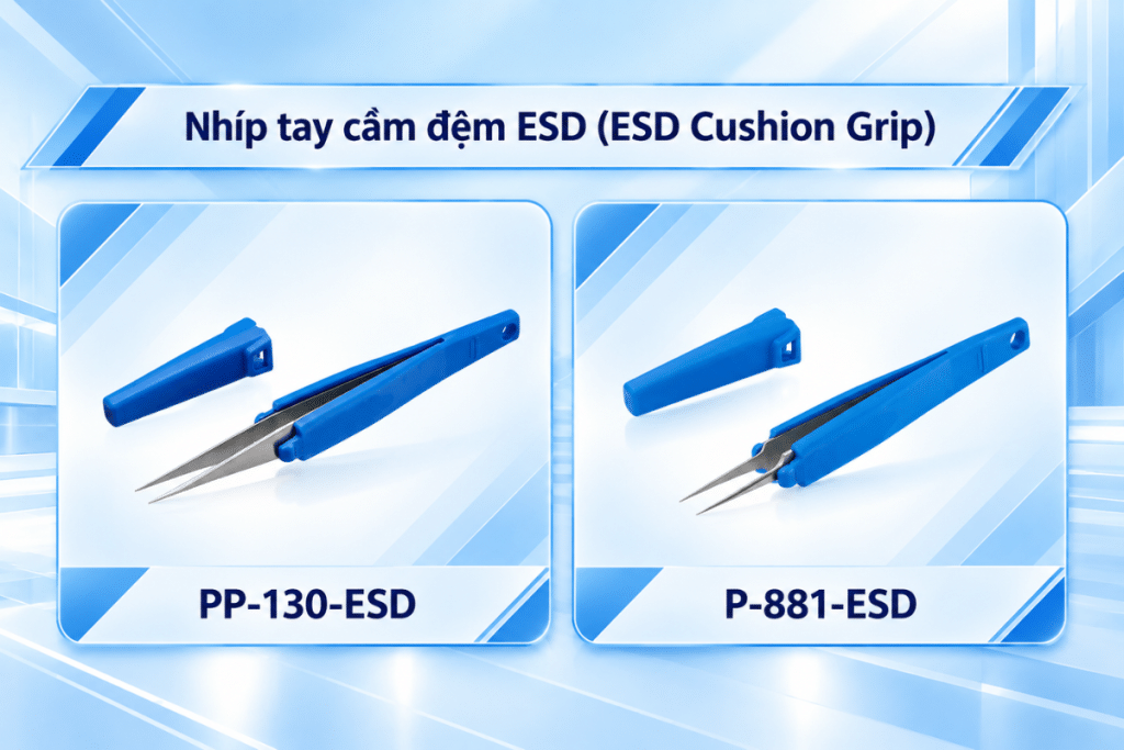 Nhíp tay cầm đệm ESD Hozan